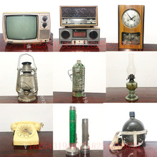 农村摆件80年代怀旧老物件复古缝纫机旧提灯老式收音机电视机UER8