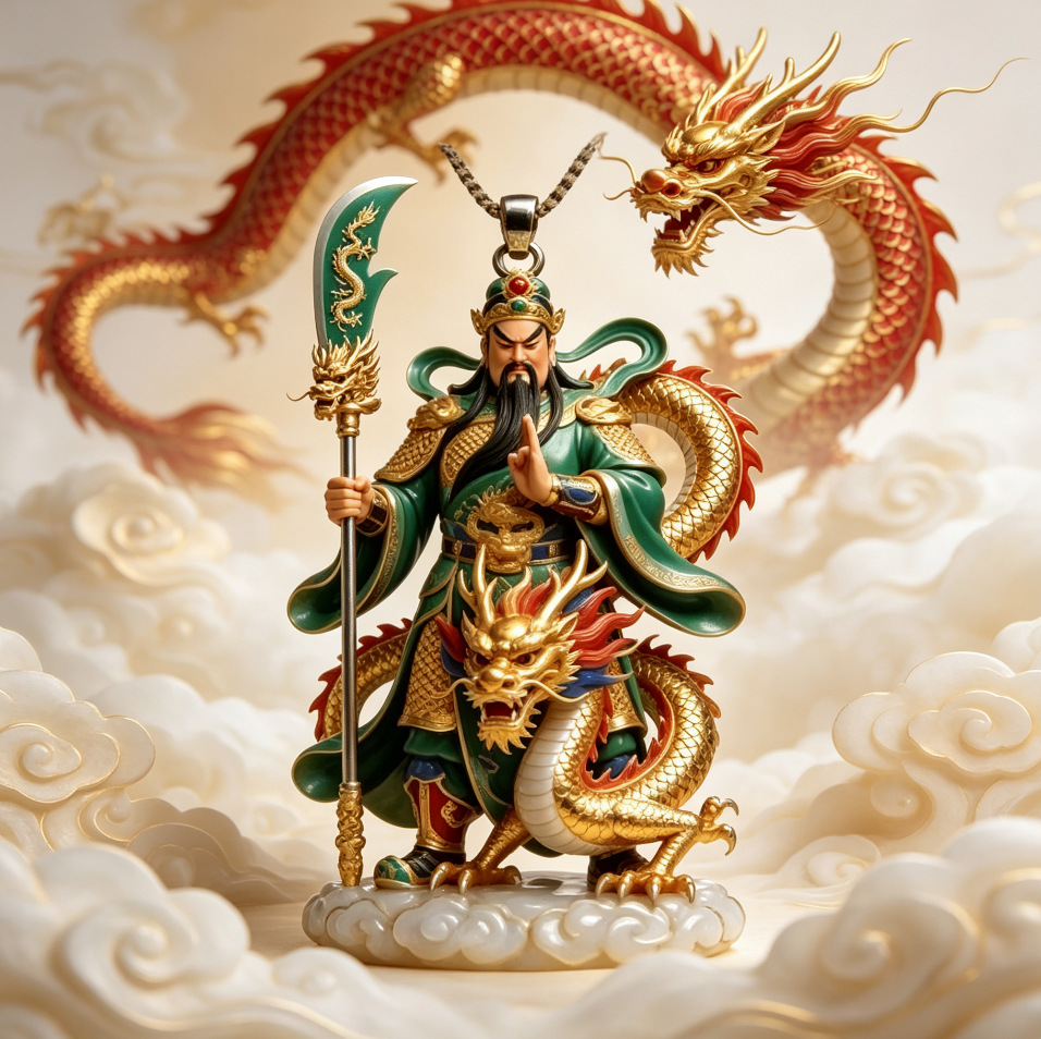 Enamel Guan Gong pendant, a stylish and exquisite piece of jewelry with a traditional Chinese aesthetic, versatile and elegant, made of alloy