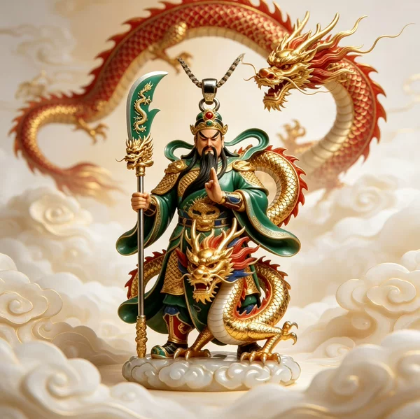 Enamel Guan Gong pendant, a stylish and exquisite piece of jewelry with a traditional Chinese aesthetic, versatile and elegant, made of alloy