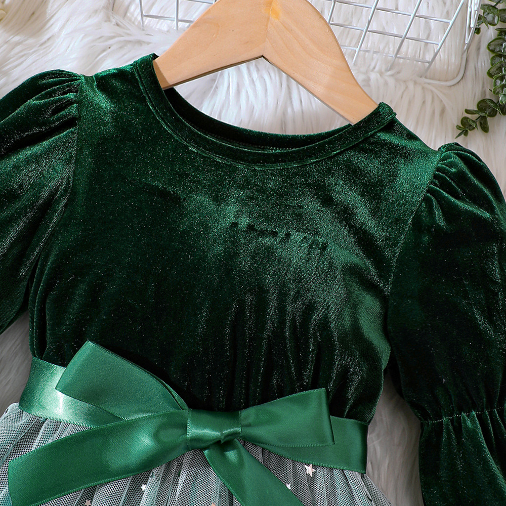 EW – vêtements pour enfants, nouveau produit pour filles, robe de princesse en maille dégradée de velours, automne et hiver, Q1403-C_voghion.com
