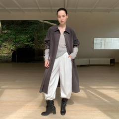MOXI十三行女装2025秋季新款韩系高级感长款配包女式风衣过膝外套