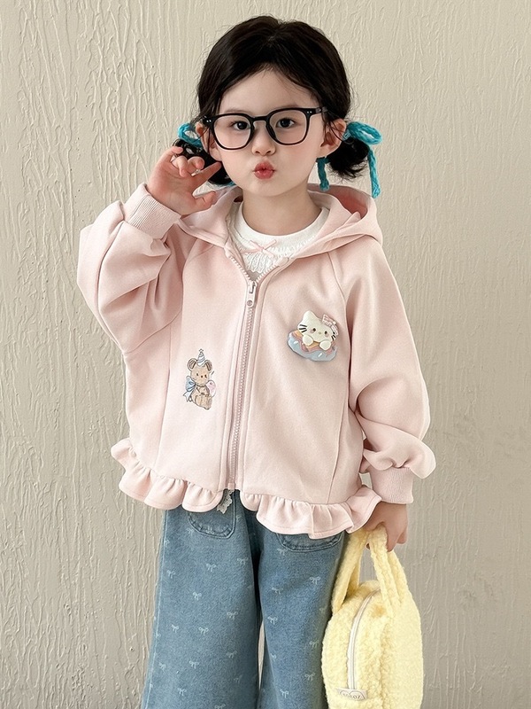 奶油外套春秋季2025新款小女孩宝宝秋款小童连帽上衣儿童秋装衣服|undefined