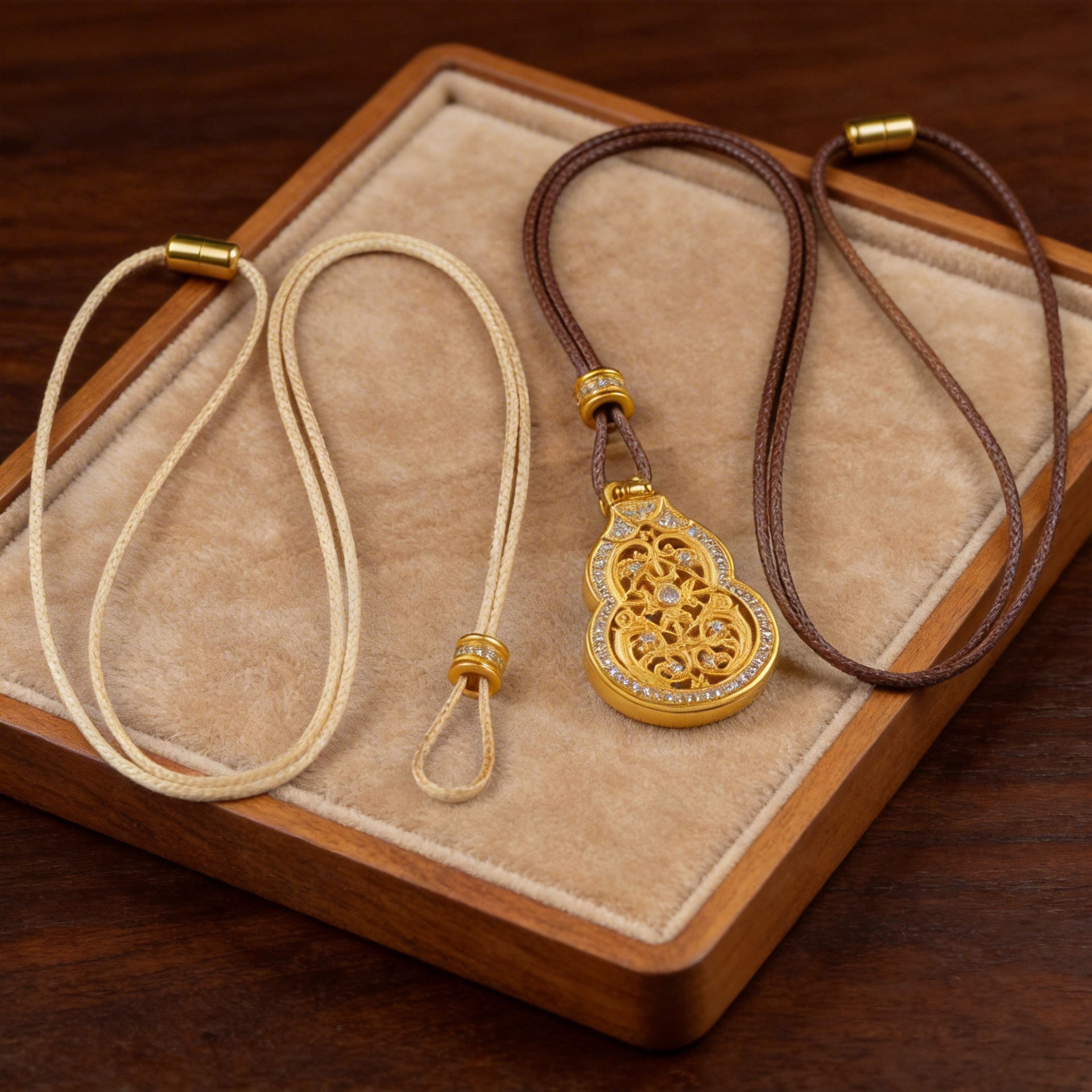Old Shop Same Style Leather Cord Gold Pendant Necklace Cord Braided Cord Pendant Cord Eight Treasures Compass Handmade Adjustable