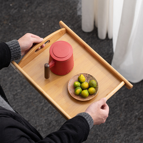 Bamboo hotel tray household snack plate barbecue plate salad plate wooden tableware tea tray dining plate fruit plate