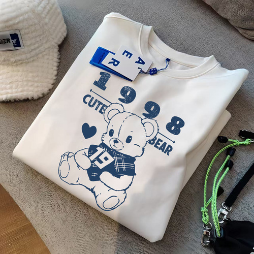 White Pure Cotton Short Sleeve T-shirt for Women - Summer 2025 Spring Top - Loose Fit New Print Design Women's Casual Layering