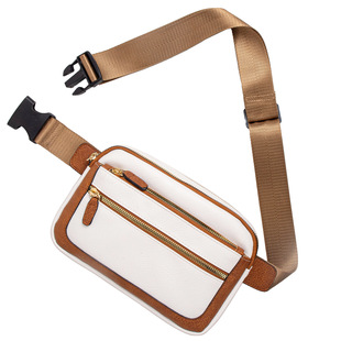 in stock New PU Leather Multi-function Crossbody Bag Fashionable Waist Bag Adjustable Shoulder Strap Crossbody Bag Travel Chest Bag
