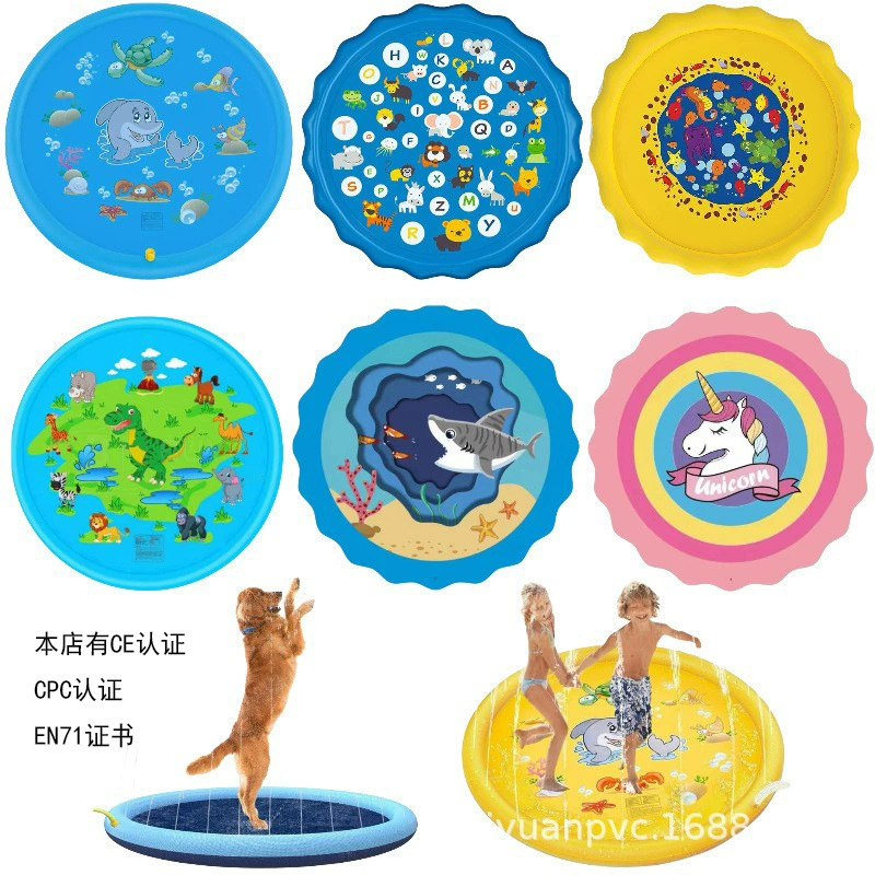 Коврик для распыления воды из ПВХ с полным стилем, коврик для распыления воды для домашних животных, детский коврик для распыления воды с дельфинами, летний коврик для игр с водой на открытом воздухе на газоне