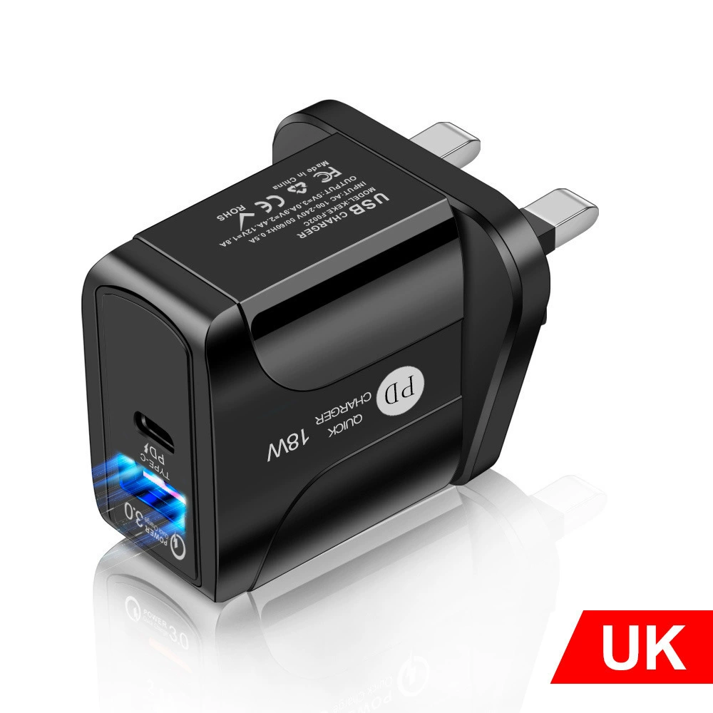 Зарядное устройство PD18W (Butterfly) PD18W, USB-C PD + QC3.0, 18W, Европа/США/Великобритания
