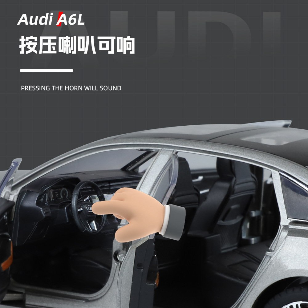 Modelo de automóvil de aleación de aluminio de aluminio 1 a 24 Audi A6L sonido óptico retroceso juguetes para niños modelo de sonido de automóviles decoraciones