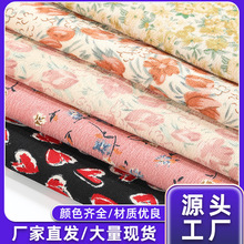 新款创意中国风花色灯芯绒印花布 甜美植物印花家纺床单靠垫布料