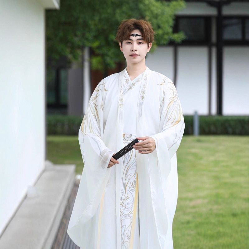 Hanfu Men's Clothing Chinese Original Ancient Costume Fairy Martial Arts Dark Embroidery Cool Suit Swordsman Men and Women Cross-Collar Cloak Hanfu Men's Clothing Chinese Original Ancient Costume Fairy Martial Arts Dark Embroidery Cool Suit Swordsman Men and Women Cross-Collar Cloak