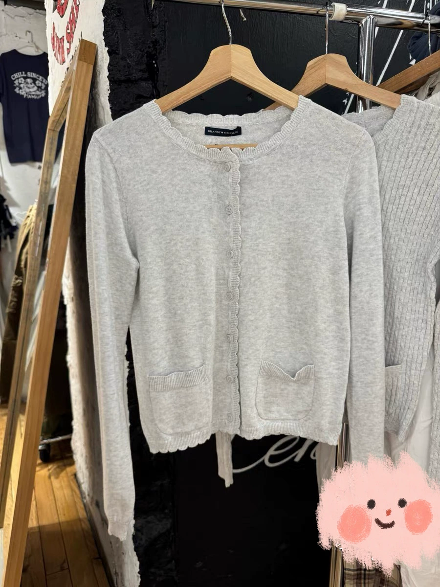 Cardigan women soft knit, button-front with pockets, autumn lightweight, one size