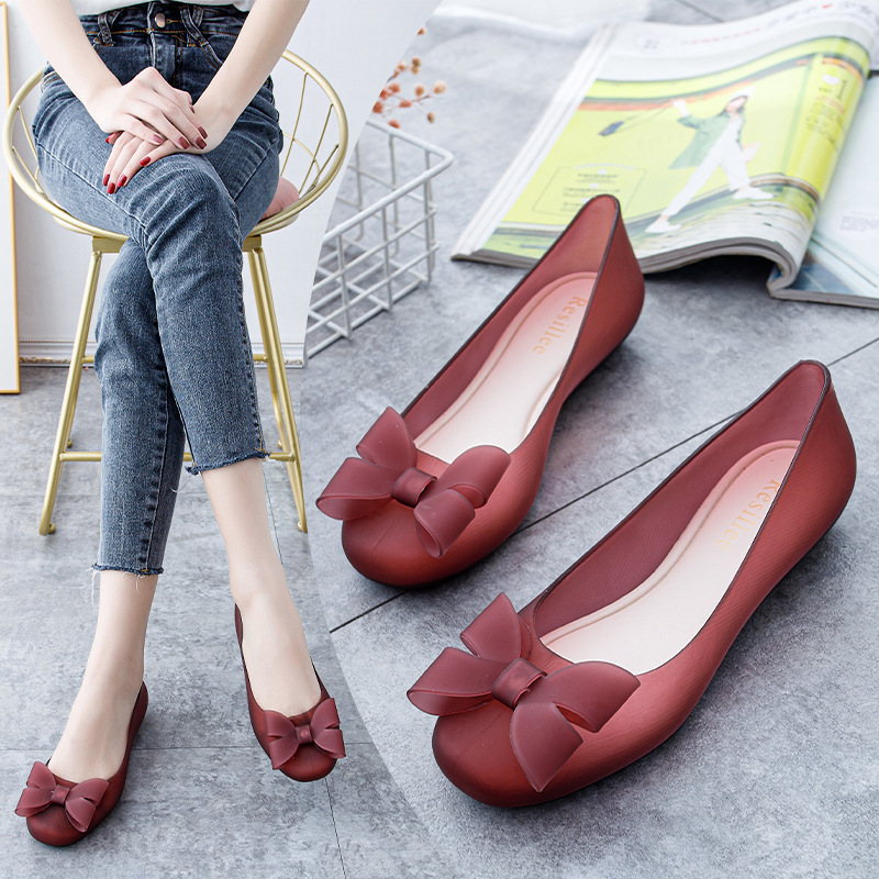 2024 New Bow Plastic Jelly Sandals Women's Thick-Soled Soft Outerwear Beach Shoes Casual Shallow Mouth Shoes 2024 New Bow Plastic Jelly Sandals Women's Thick-Soled Soft Outerwear Beach Shoes Casual Shallow Mouth Shoes