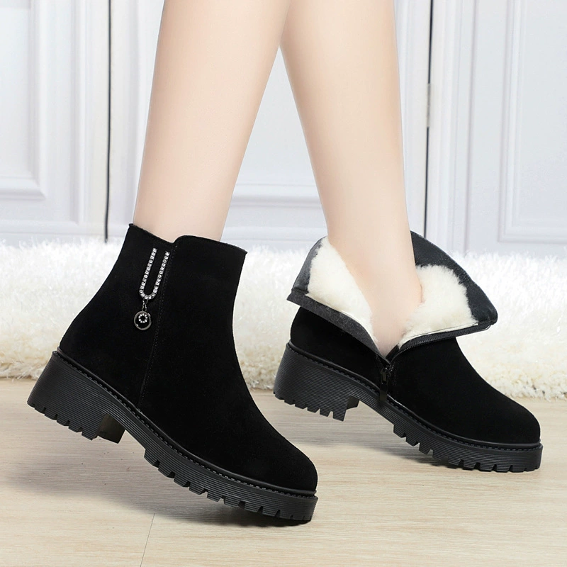 23 Autumn new female cotton boots medium heel heel cotton retro female boots cotton boots LY99006