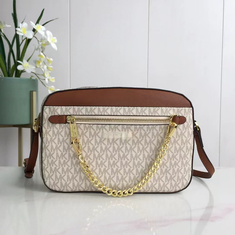New Model Mk Small Square Bag for Women, Genuine Leather Camera Bag, Carmen Monogram Patchwork Leather, Classic Versatile Casual Chain Crossbody Bag New Model Mk Small Square Bag for Women, Genuine Leather Camera Bag, Carmen Monogram Patchwork Leather, Classic Versatile Casual Chain Crossbody Bag