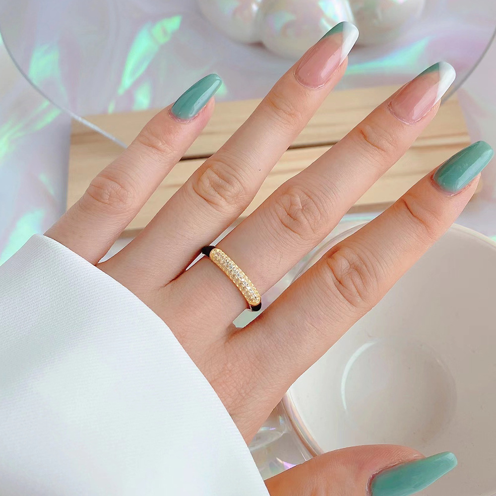 Fashion Geometric Sterling Silver Inlay Zircon Open Ring 1 Piece