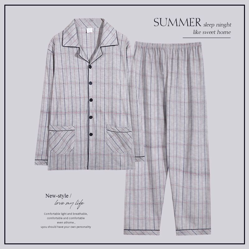Pijamas de los hombres de primavera y otoño 100% algodón de manga larga más el tamaño de los hombres de desgaste en el hogar de algodón fino