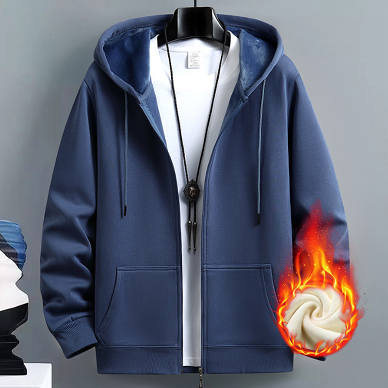 Heavyweight Fleece-Lined Pullover Hoodie for Men, Korean Style Trendy Men's Hooded Sweatshirt, Men's Student Jacket
