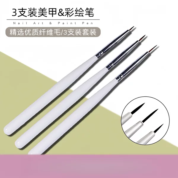 Wholesale Nail Art Pen Set of 3 for Cross-Border Factory Use: Line Drawing Pen, Pull Line Pen, Nail Art Painting Pen, Outlining Pen, Carving Pen