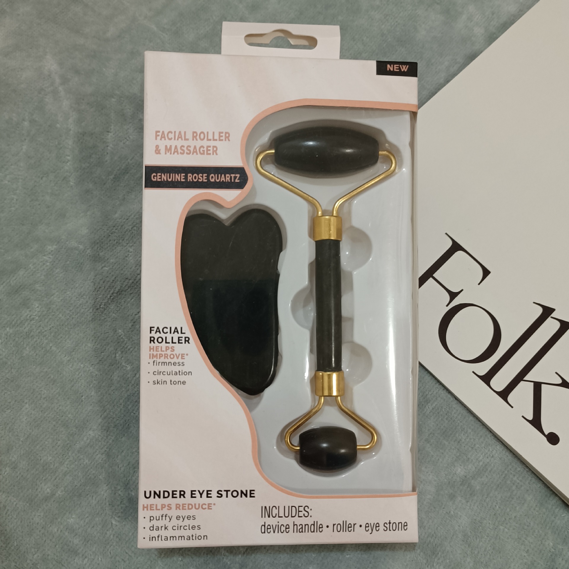 岫玉滚轮刮痧板套装