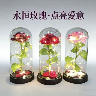 仿真玫瑰花灯创意氛围小夜灯七夕圣诞情人节送女朋友礼物家居摆件