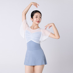 2023 Summer Colorblock Quick-Dry Mesh Ruffle-Sleeve Jumpsuit | Ice-Cool, Breathable Dancewear for Girls | Dance Studio Practice Outfit