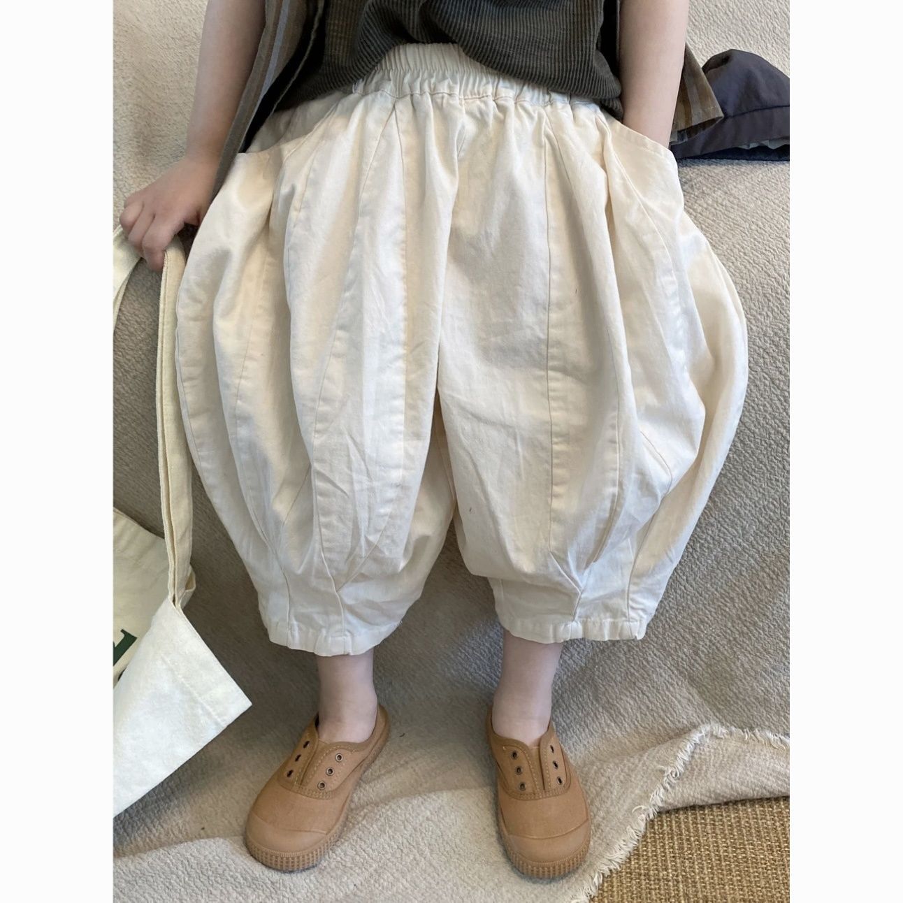 Children's Pants Korean Style Summer Girls' Casual Wide Leg Ankle-length Pants Baby Styline All-match Haren Pants 0012A047