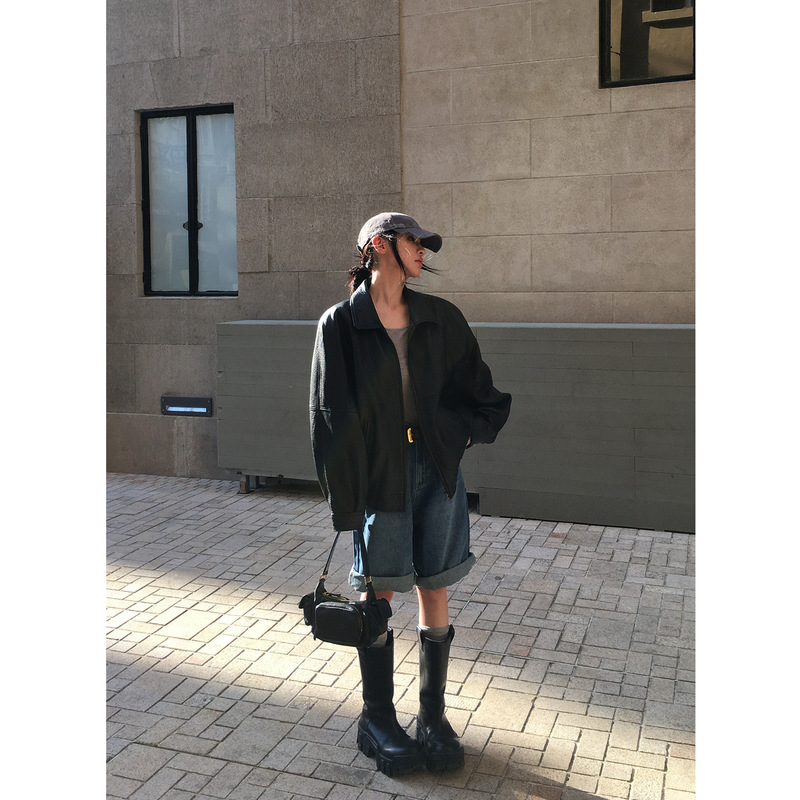 |霸气千金|新西兰进口绵羊皮泡纹真皮皮衣外套皮夹克女|undefined