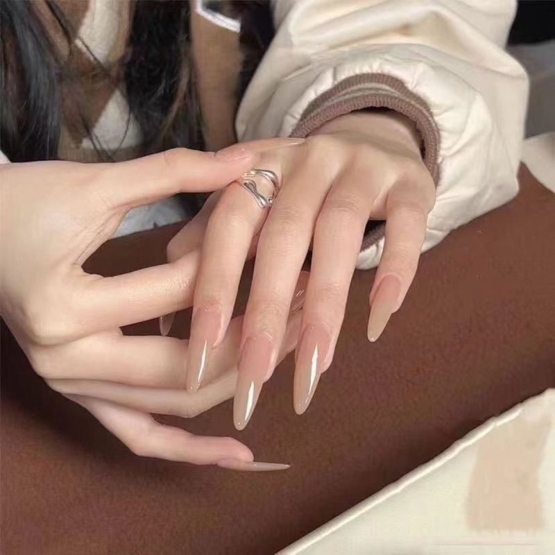 Pure Handmade Wear Advanced White Nude Temperament Handmade Gentle Removable Nail Nail Pieces Water Drop Oval Pure Handmade Wear Advanced White Nude Temperament Handmade Gentle Removable Nail Nail Pieces Water Drop Oval