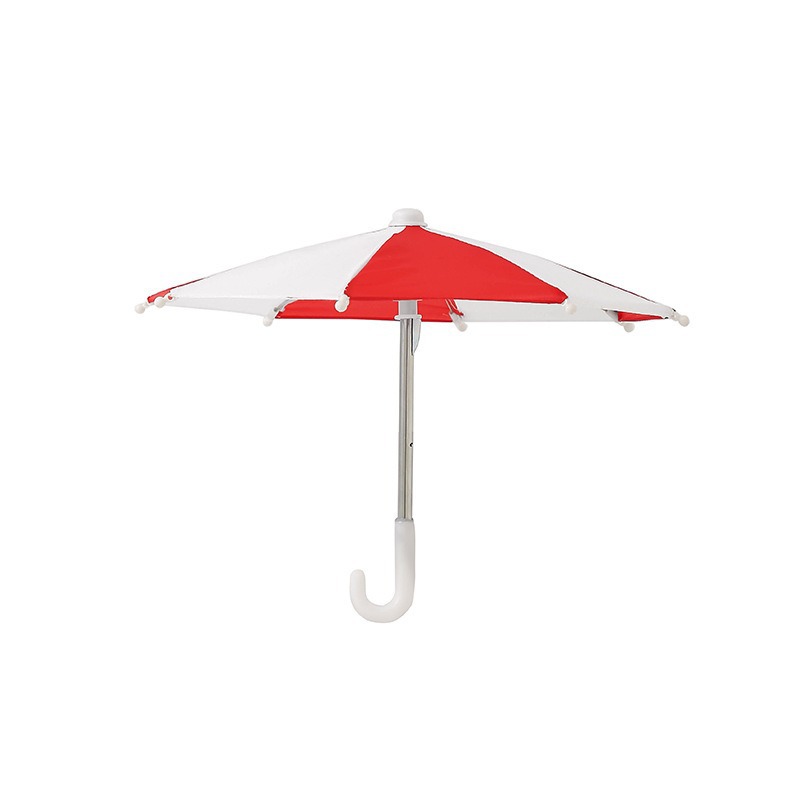 Red and white toy umbrellas