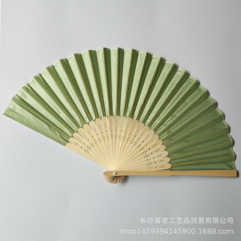 素面婚礼丝扇21CM婚礼布扇绢扇婚礼回礼扇DIY折扇丝印雕刻金色|undefined