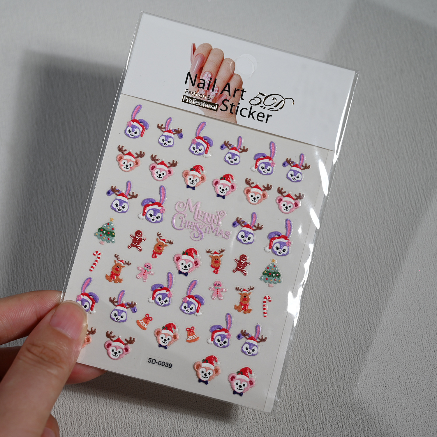 El Comercio exterior caliente nuevo estilo de Navidad pegatina de uñas alivio estéreo Santa Claus copo de nieve 5D parche de uñas alivio