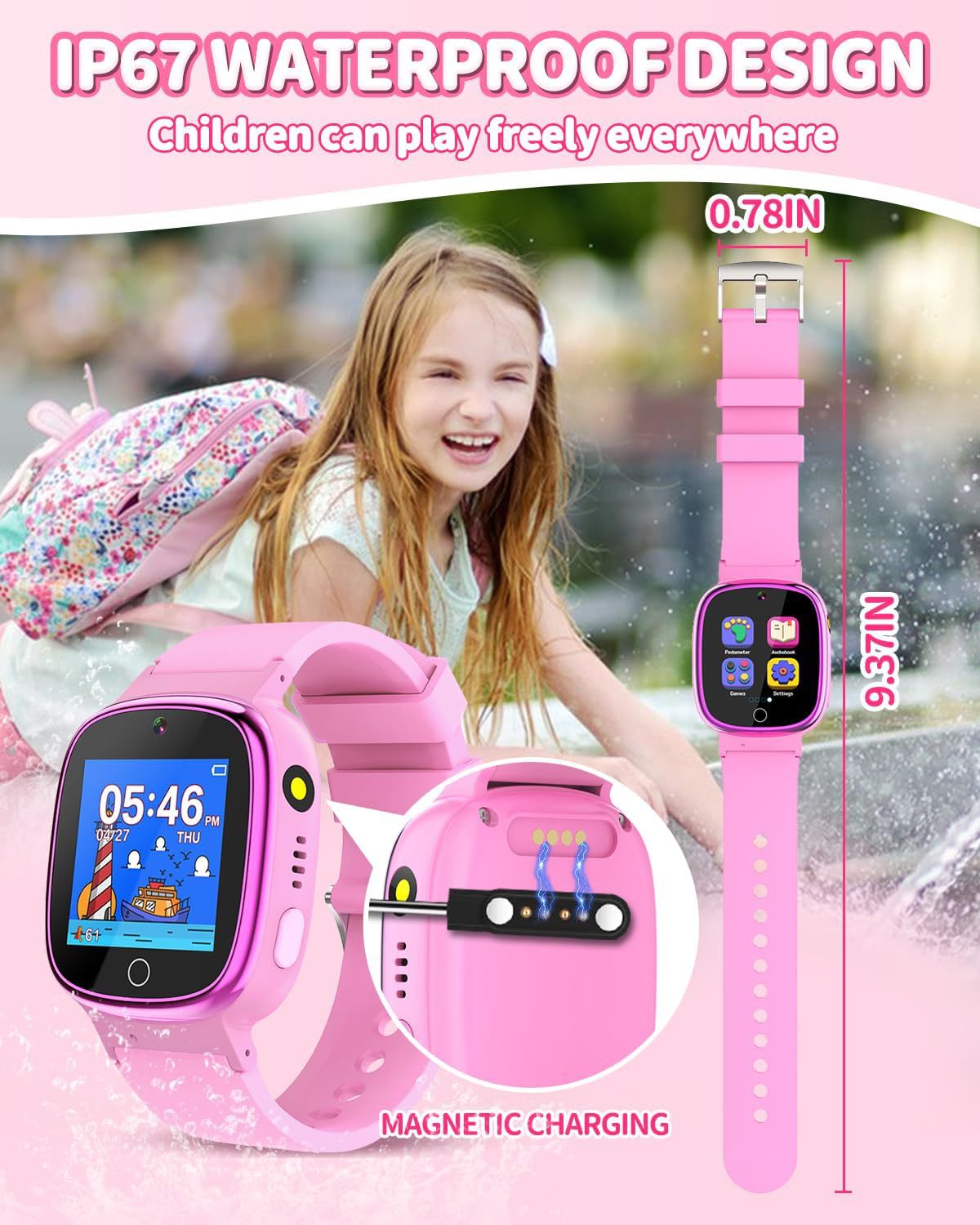 Children's smartwatch with 24 games, 1.4-inch touch screen, camera, video, music player and pedometer details Picture