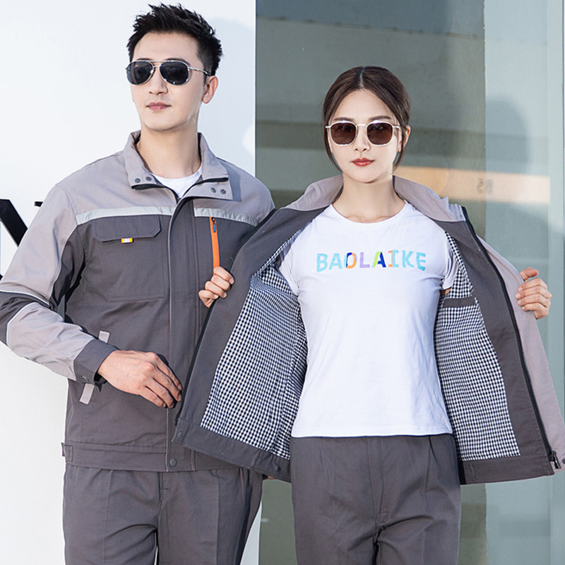 Trajes de trabajo primavera y otoño manga larga doble capa gruesa resistente al desgaste reparación de automóviles logística reflector ingeniería de ropa de seguro laboral personalizada