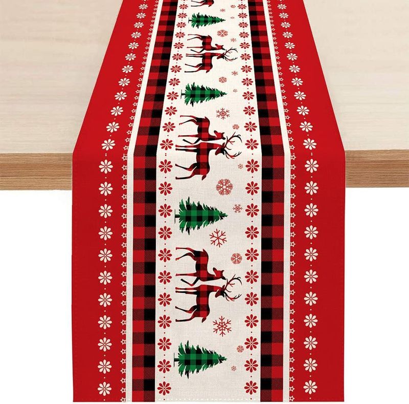 国境を越えた新しいクリスマステーブル旗亜麻創意プリント雪だるま老人テーブルマット雰囲気クリスマステーブル装飾品|undefined