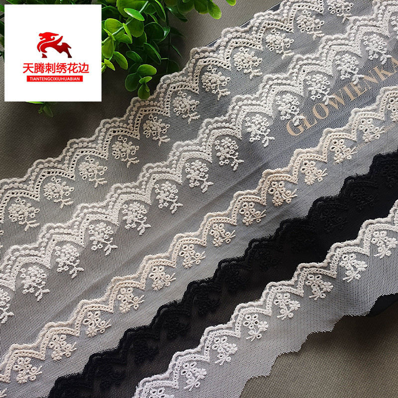 厂家现货批发网纱花边芭比娃娃蕾丝花边婚纱头饰棉线刺绣花边辅料