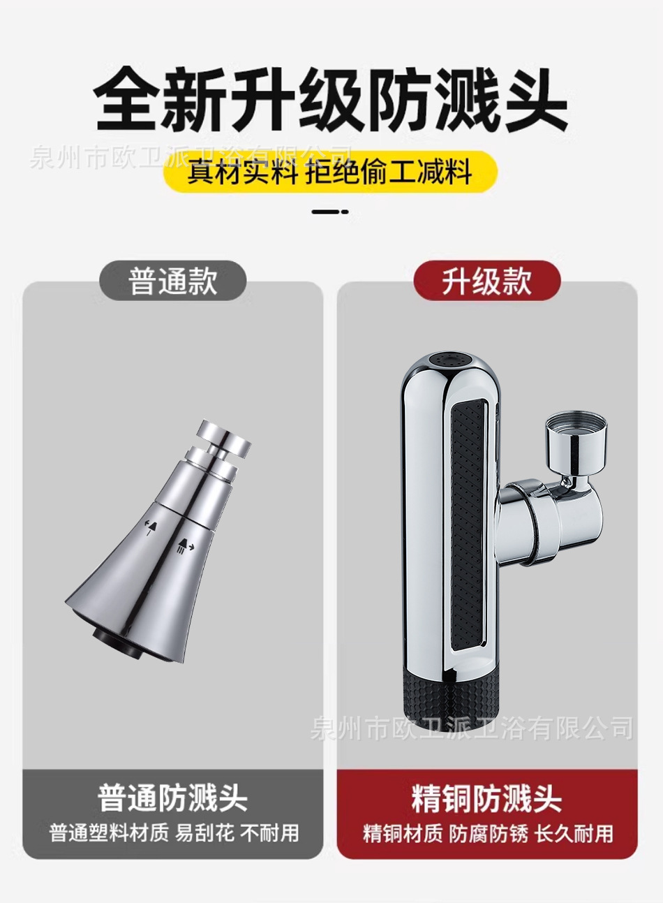 Cross-border kitchen faucet extender, splash-proof wonder, sink, universal rotatable faucet, pressure-increasing showerhead with six Settings Specification drawing