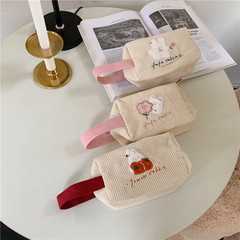 2264 Cute embroidered flower rabbit portable cosmetic bag storage bag portable travel toiletry bag student ins pencil bag