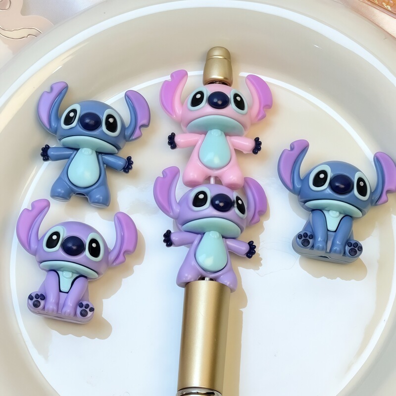穴付き漫画ステッチ立体かわいいゴムビーズ diy 携帯電話チェーンジュエリーアクセサリービーズペンアクセサリー卸売|undefined