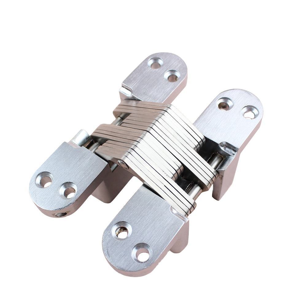 Bisagra oculta de aleación de zinc, bisagra cruzada invisible engrosada para puerta, bisagra oculta de doble orificio para puerta plegable de madera. image 6