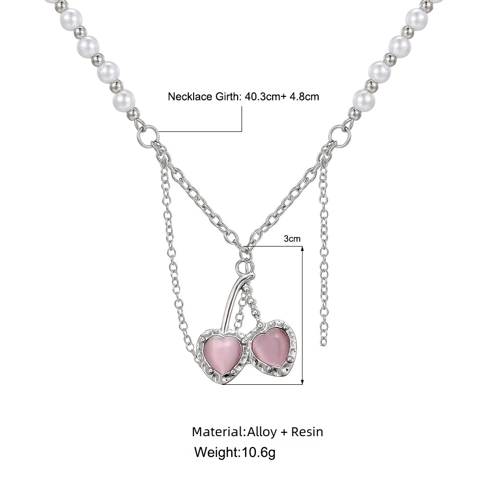 Collier Y2K petite chaîne de cerises collier de perles conception de personnalité chaîne de clavicule cool collier hip hop collier_voghion.com