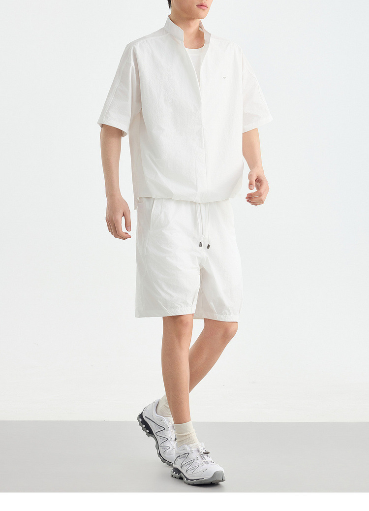 Bộ đồ thể thao nam 2 mảnh áo sơ mi cổ đứng không nút phối quần short — Quần Short Màu Xanh Đen (91680) chi tiết 31