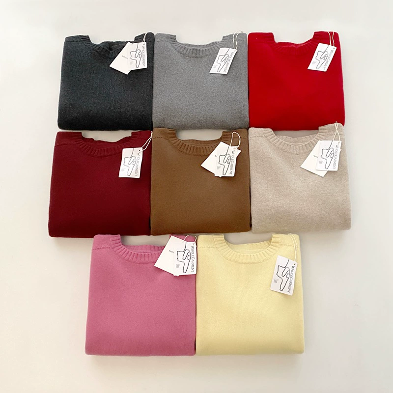 2022 осенне-зимний шерстяной свитер с круглым вырезом, бесшовный свитер с длинными рукавами, простой однотонный универсал, Топ A1128