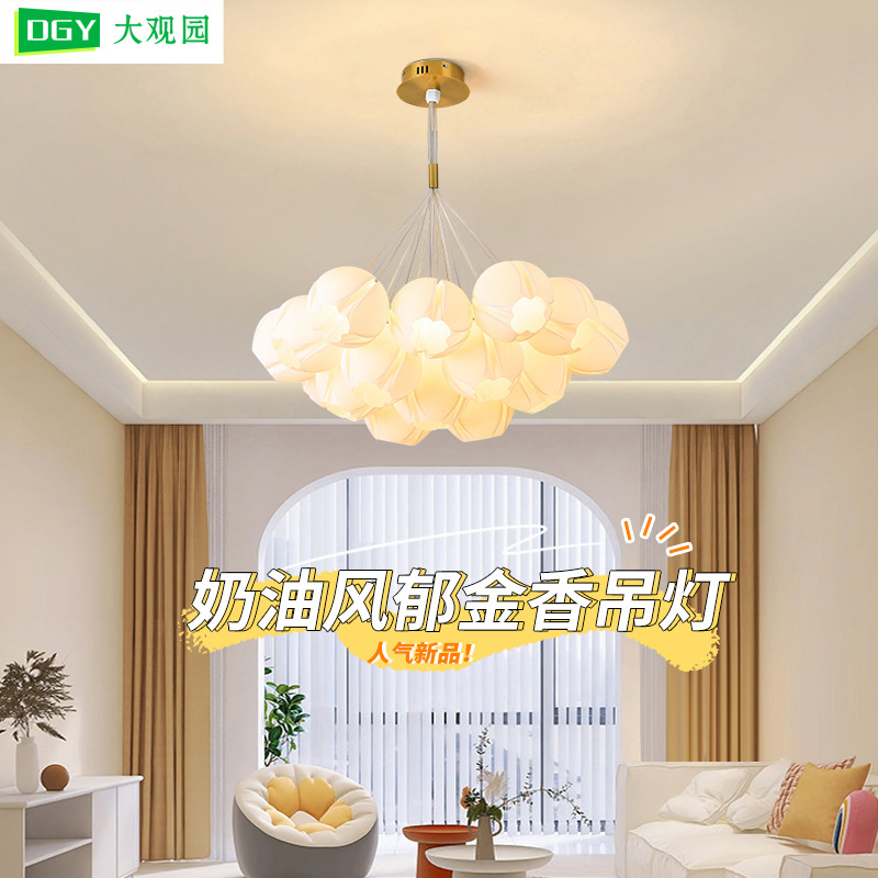 Gran vista jardín lámpara de la sala de estar moderna simple crema viento lámpara de la habitación de los niños 2026 nueva flor lámpara de dormitorio 485L