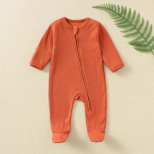 Baby Bodysuit Autumn/Winter Baby Crawling Suit Long Sleeve Zipper Crawling Suit Newborn Clothes Diaper Suit Baby Pajamas