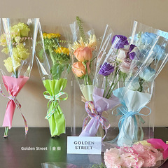 花束包裝袋創意鮮花多支袋花藝資材批發糖果色半透明字母單支袋
