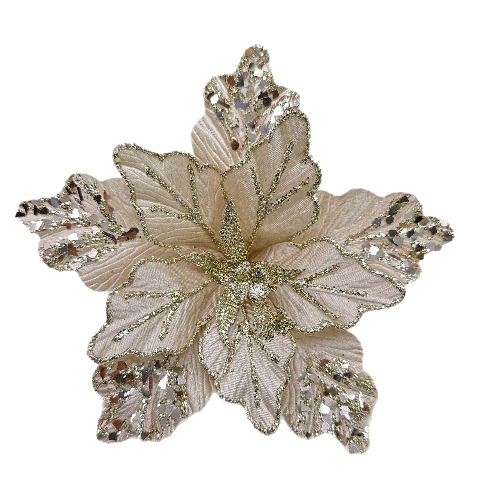 Decoraciones de simulación de Navidad Venta al por mayor transfronteriza Arreglos florales de tela Decoración Decoración Malla Lentejuelas Flor de Navidad