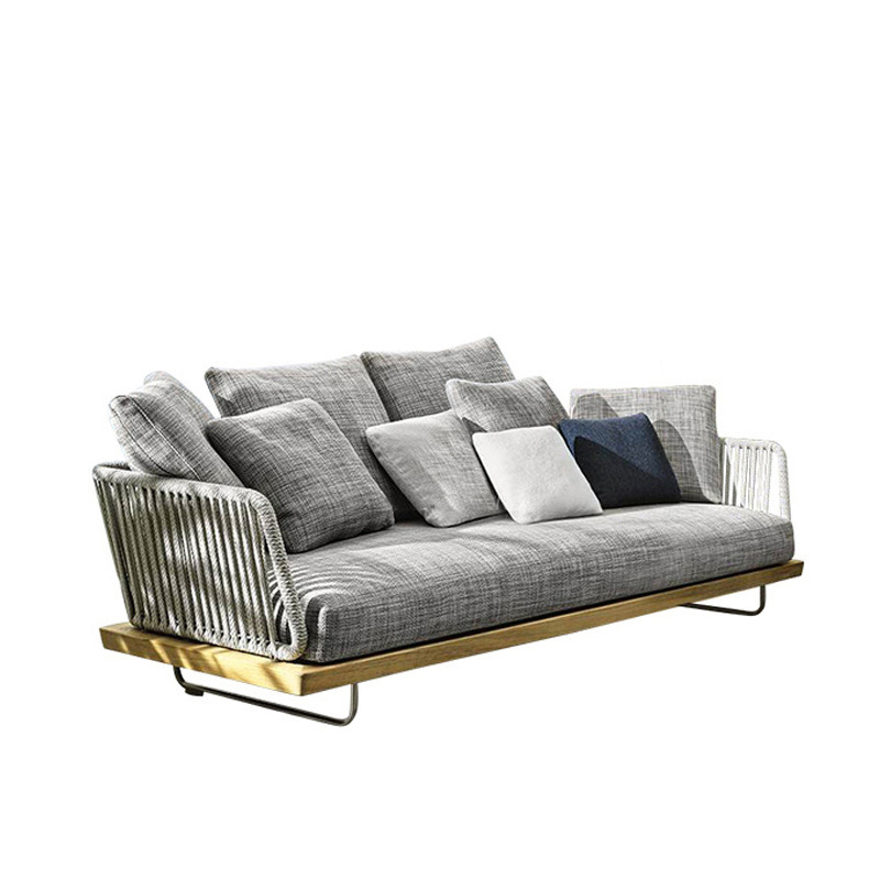 Sofá al aire libre anti-solar impermeable patio silla de ratana terraza al aire libre jardín ratana tejida muebles de teca balcón combinación de ocio