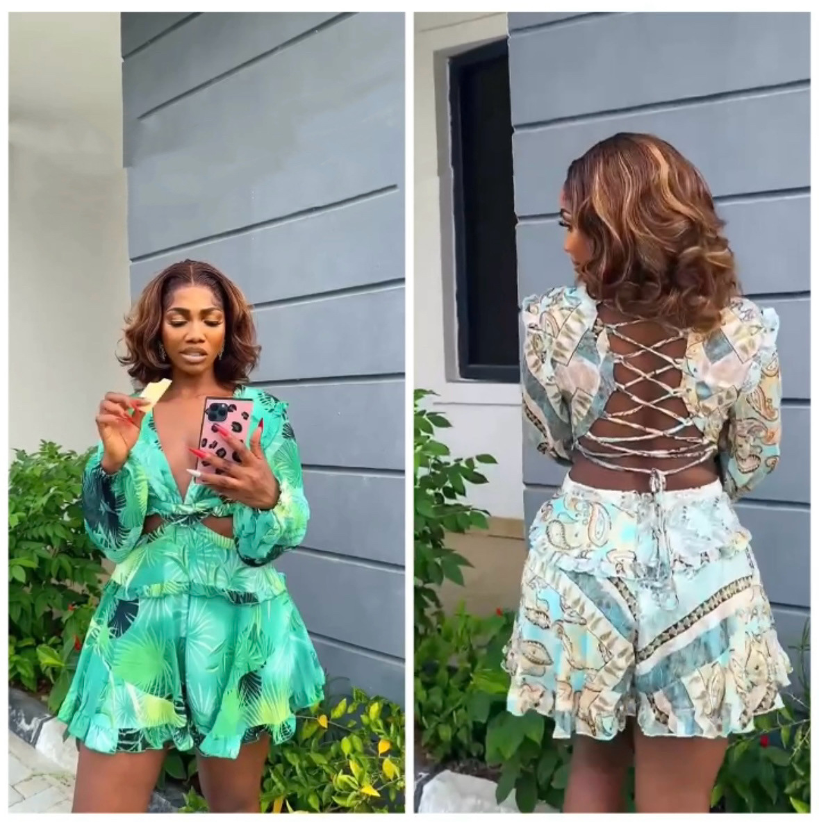 Macacão feminino boho com decote v profundo e ajuste em cordão_voghion.com