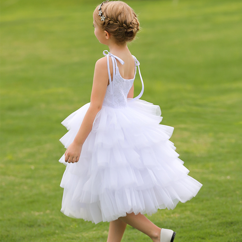 Nuevo europeo y americano transfronterizo de los niños vestido de novia de las niñas de encaje esponjoso pastel princesa vestido de rendimiento vestido de cumpleaños